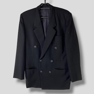 Vintage Yohji Yamamoto Y dla mężczyzn dwurzędowa wełniana marynarka projektant awangardowy swobodny ubiór wierzchni lekki płaszcz roboczy kurtka sportowa S