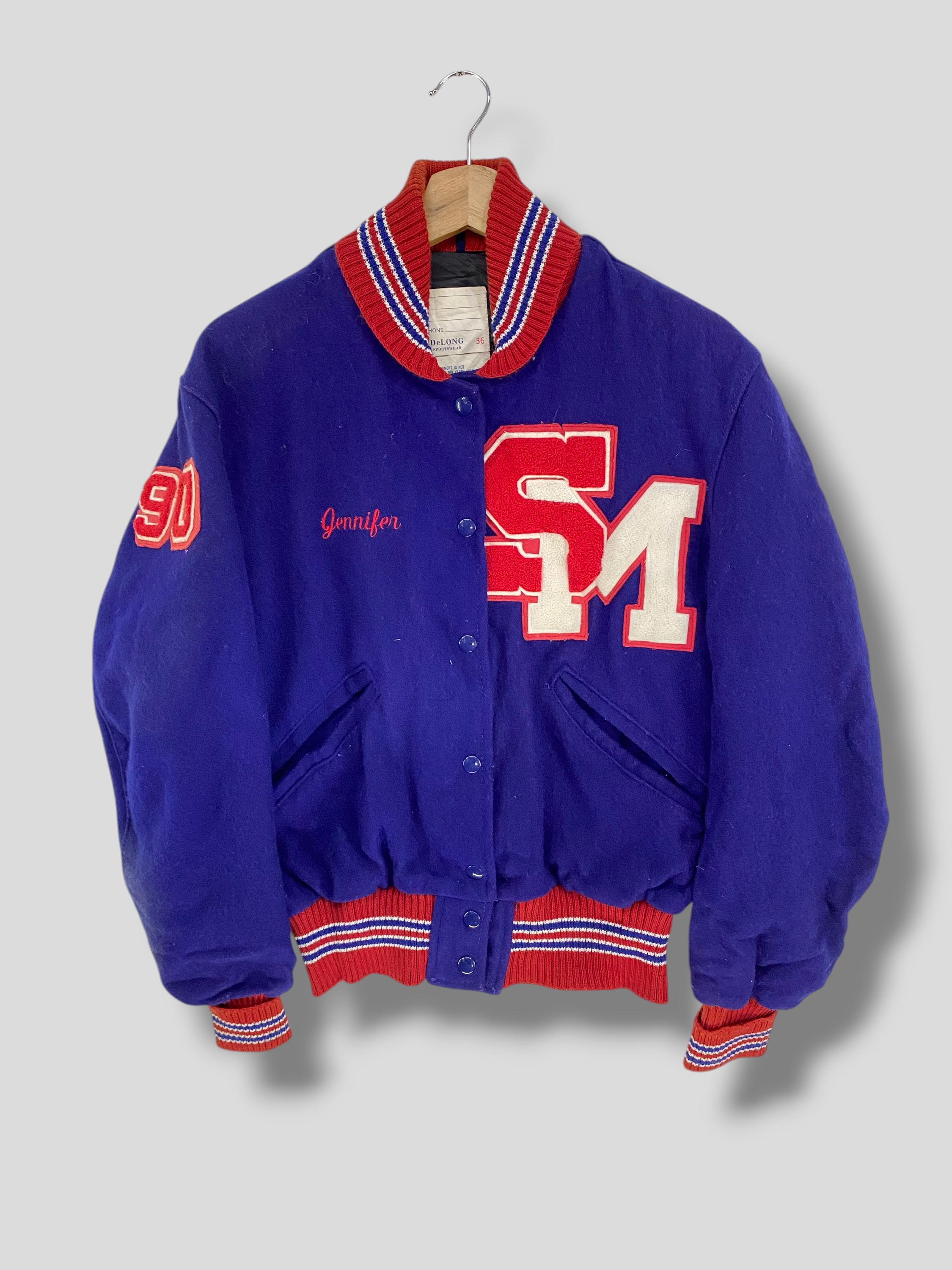 Vintage 80s Delong Shawl Collar Wool Letterman Jacket Collectible