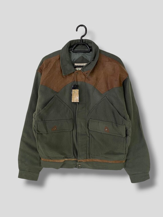 Vintage 90s Double Take Leather Wool Bomber Jacket Deadstock 