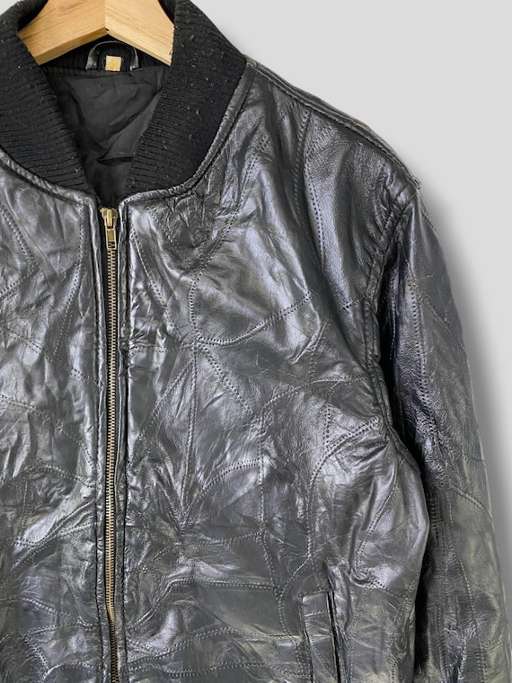 Vintage Unbranded patchwork pattern sheepskin lea… - image 4