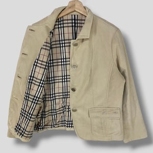 Vintage Burberry nova check lined Italian cotton work jacket designer casual outfit fashion outerwear burberry womenswear beige size 46