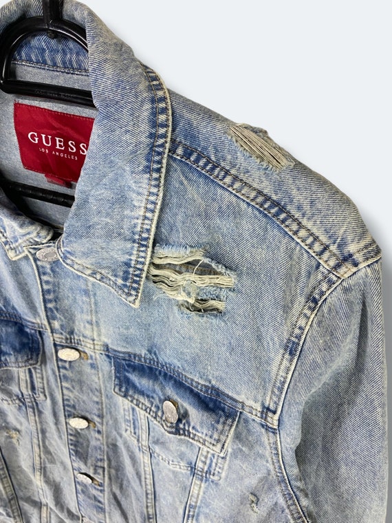 Vintage Y2k Guess distressed denim jacket streetw… - image 7