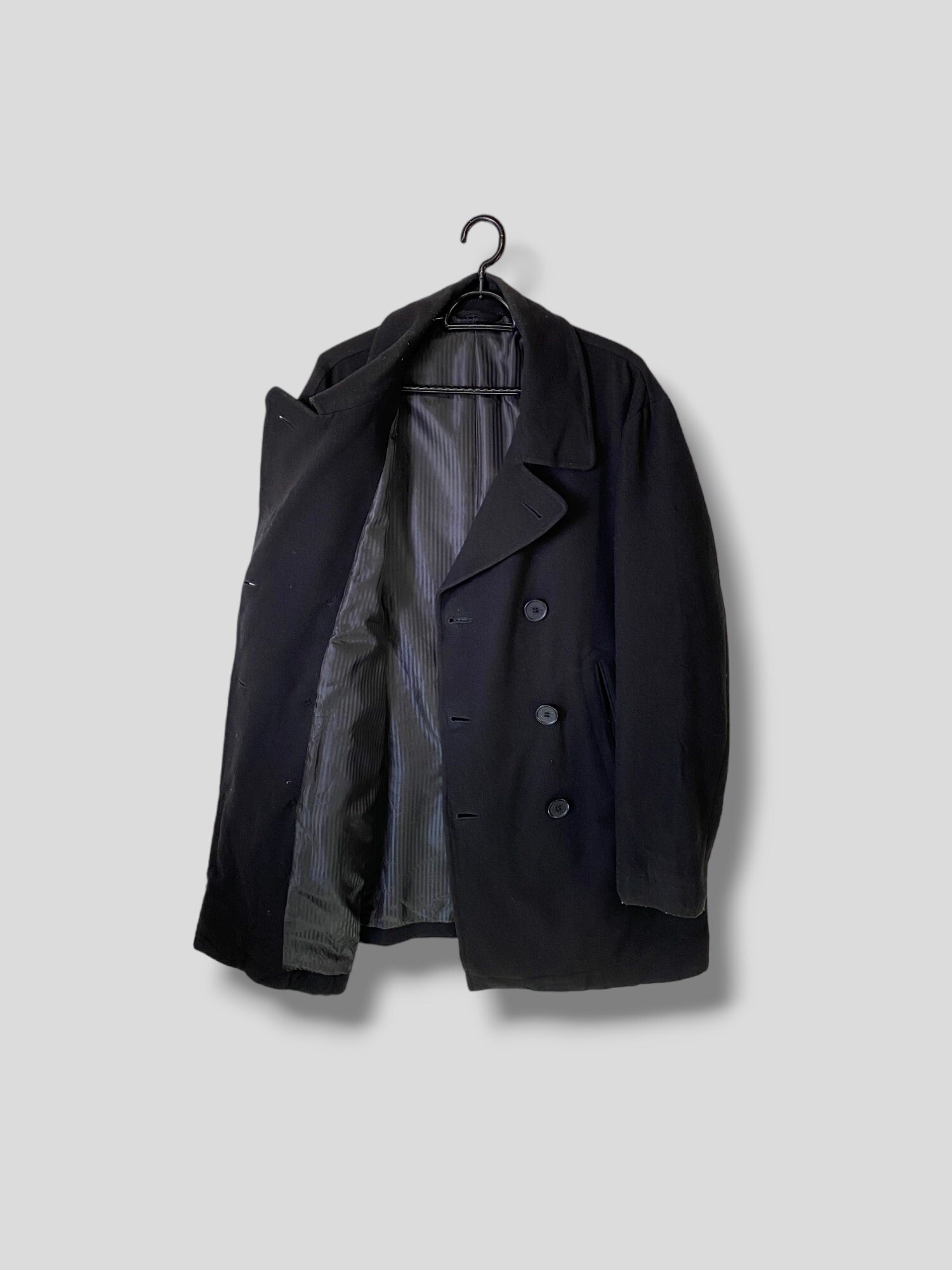 Vintage Y2k Lacoste Double Breasted Wool Pea Coat Designer