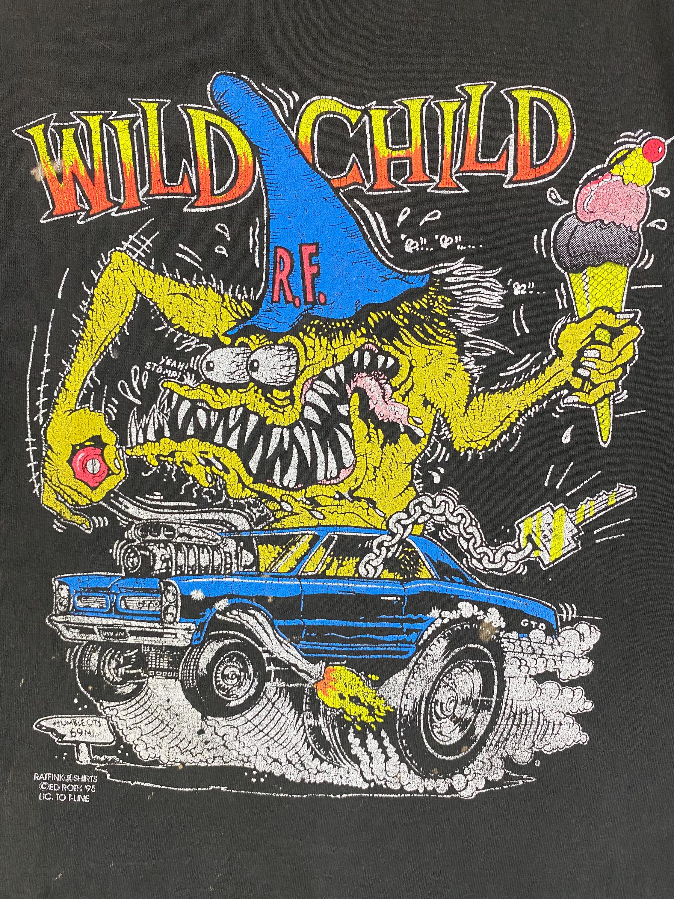 Vintage 90s Ed Big Daddy Roth Rat Fink Wild Child Distressed