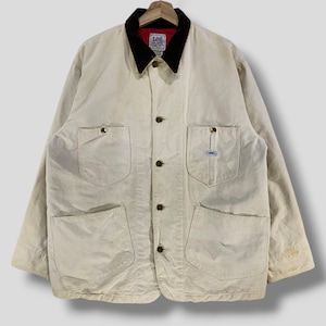 Vintage Lee quilted lined canvas chore jacket workwear casual outfit outerwear workers jacket 4 pockets utility coat cream white Large