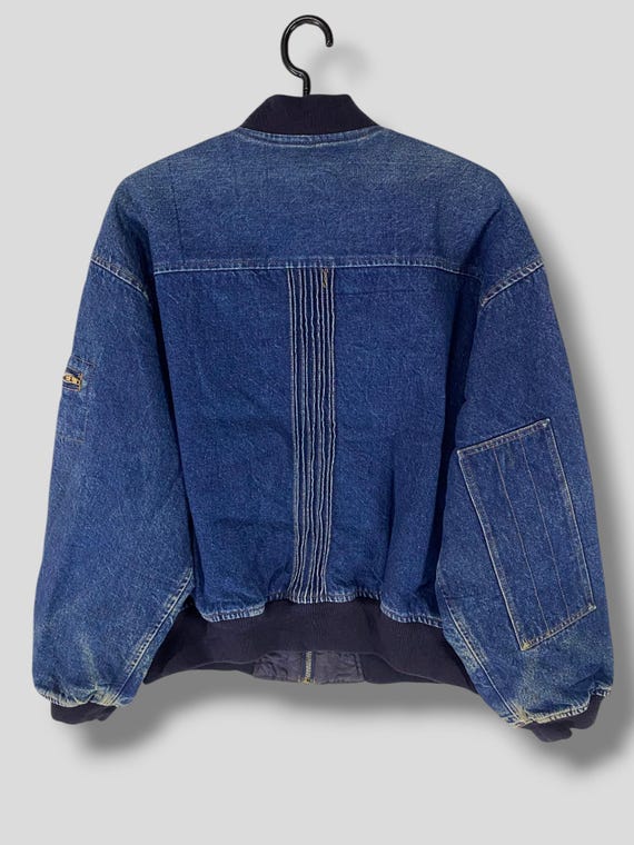 Rare Vintage 80s Atsuki Onishi Pleated Indigo Denim Bomber Jacket