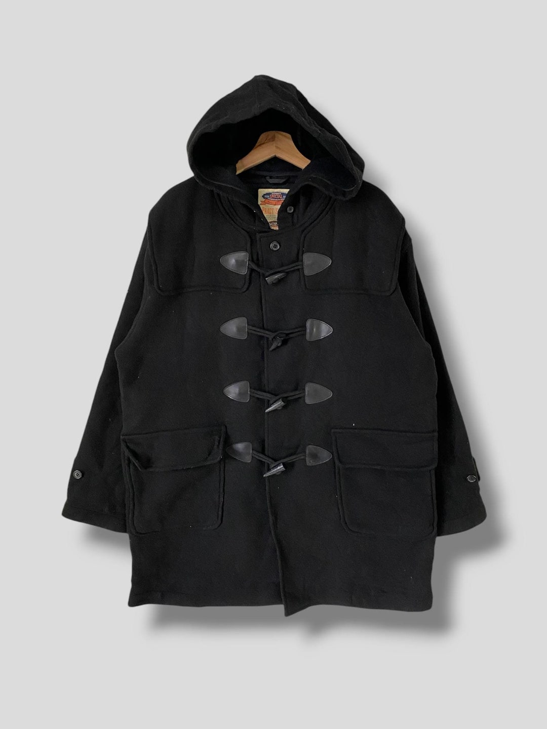 Vintage Pract Studio Toggle Button Wool Hoodie Duffle Coat Japanese ...