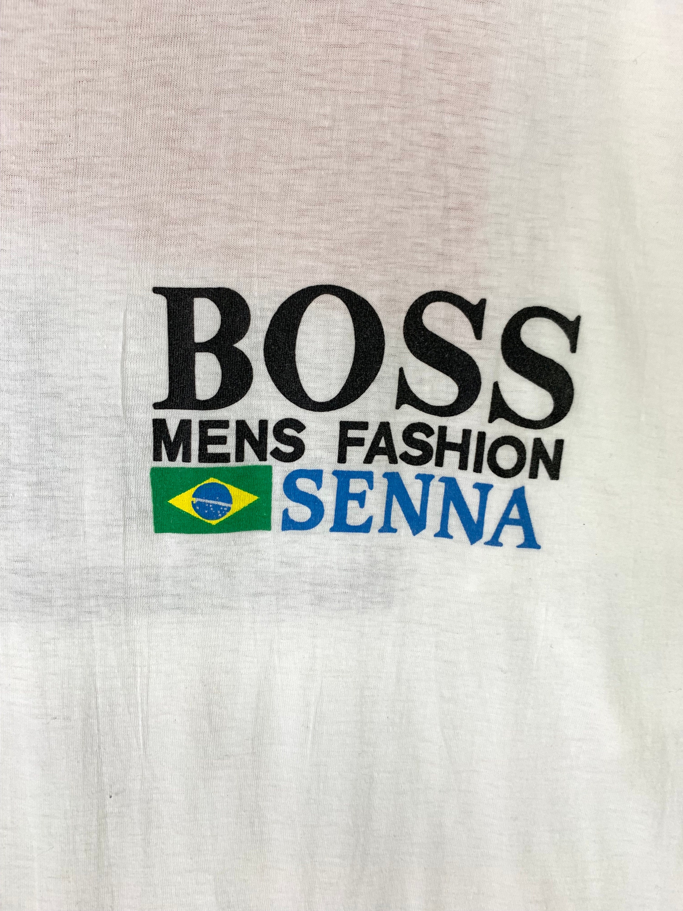 Rare Vintage 80s Ayrton Senna Marlboro BOSS Mens Fashion Shirt 
