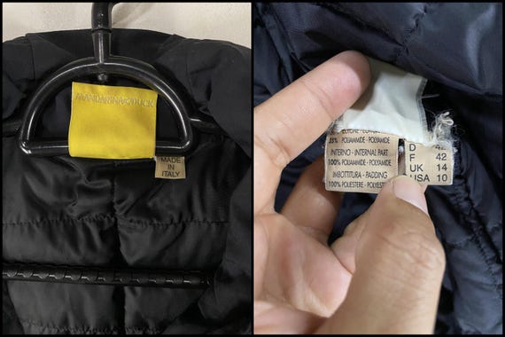 Vintage Mandarina Duck Quilted Line Puffer Coat Designer Winter