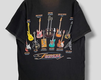 Vintage 90s Famous guitars tshirt collectible musician legends guitar instrument vintage tee jimmy hendrix kurt cobain prince black large