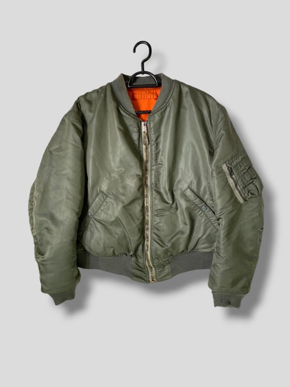 Vintage 60s Alpha Industries MA 1 USAF Bomber Jacket Military Casual Outfit Outerwear Cyberpunk Gorpcore Reversible Flight Jacket Large Etsy