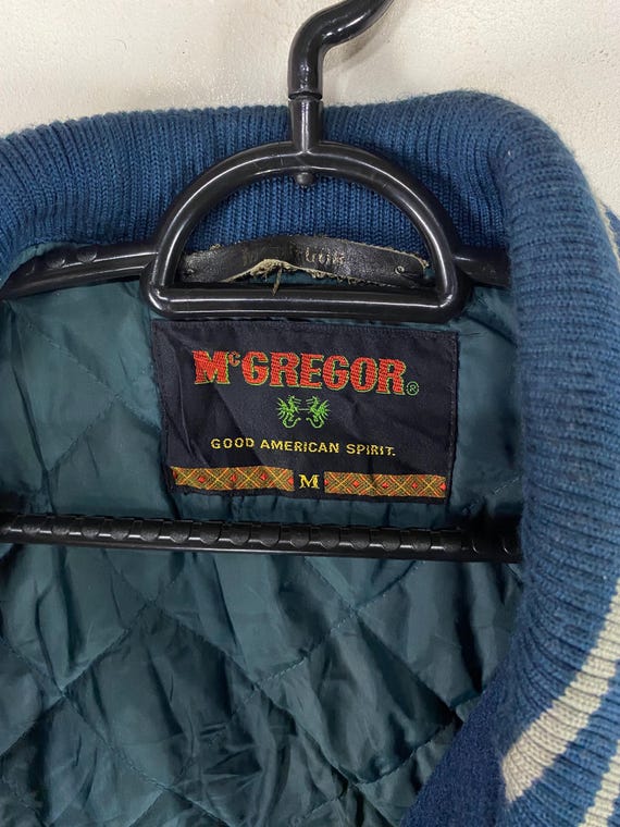 Vintage Mcgregor Embroidered Logo Shawl Collar Leather Wool