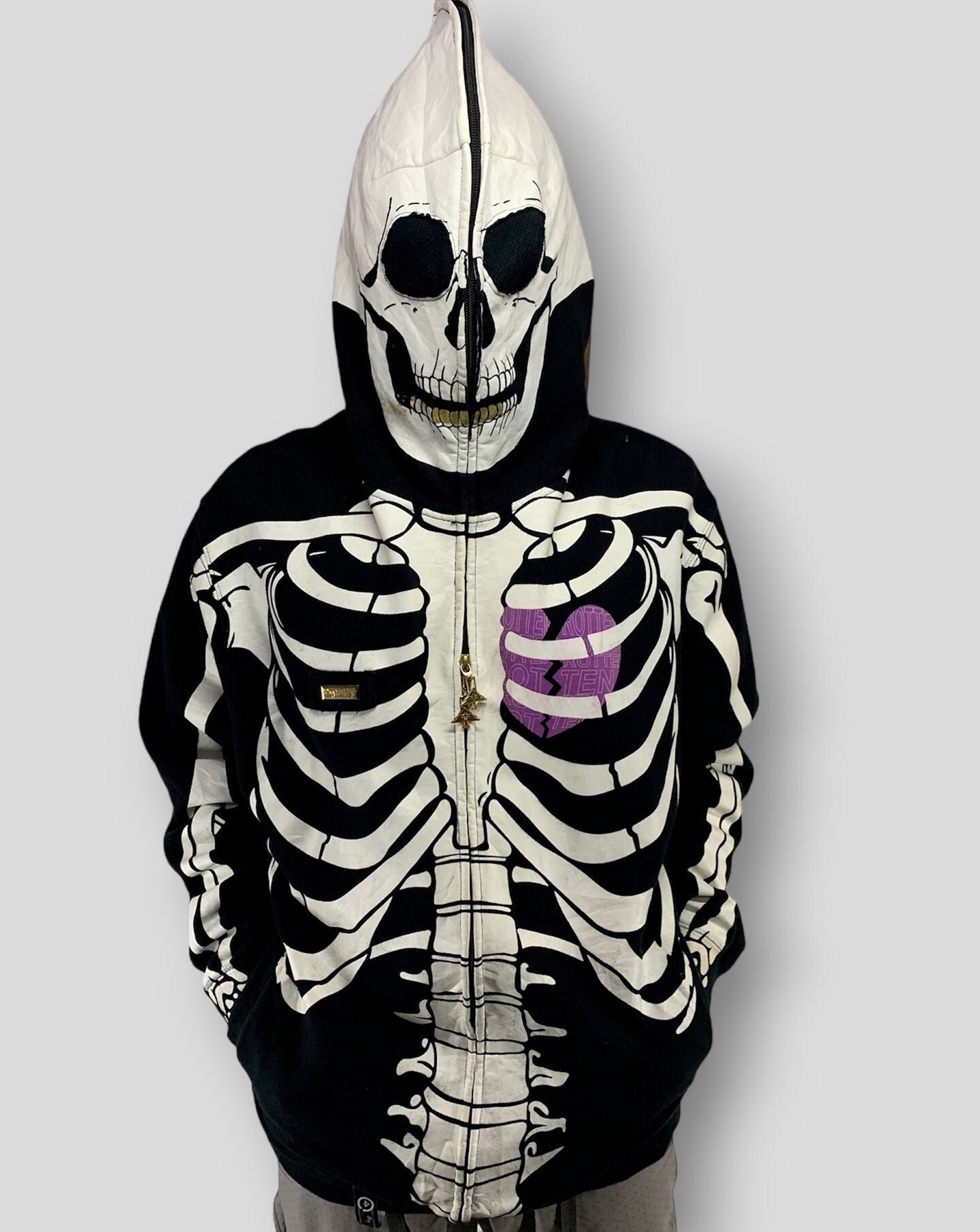 Vintage Y2K Lrg Dead Serious Skeleton Full Zip Hoodie Glow Vintage Y2K Lrg Dead Serious Skeleton Full Zip Hoodie Glow