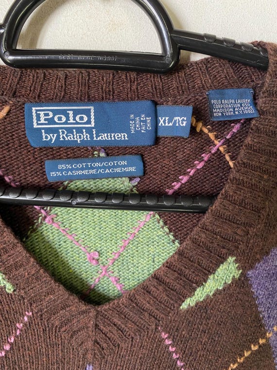 Vintage 90s Polo Ralph Lauren Diamond Check Cashmere Blend