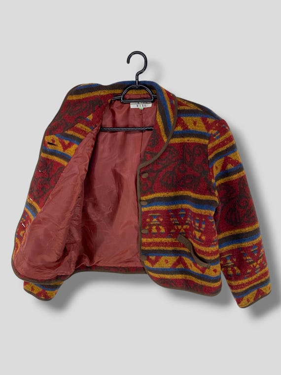 Vintage Trans work native pattern wool cropped ja… - image 3