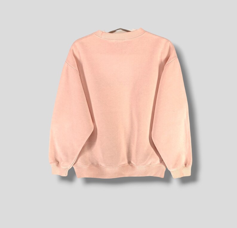 May include: A light pink sweatshirt with a crew neck and long sleeves. The garment is made of a soft material and has ribbed cuffs and hem. The sweatshirt is displayed against a light gray background.