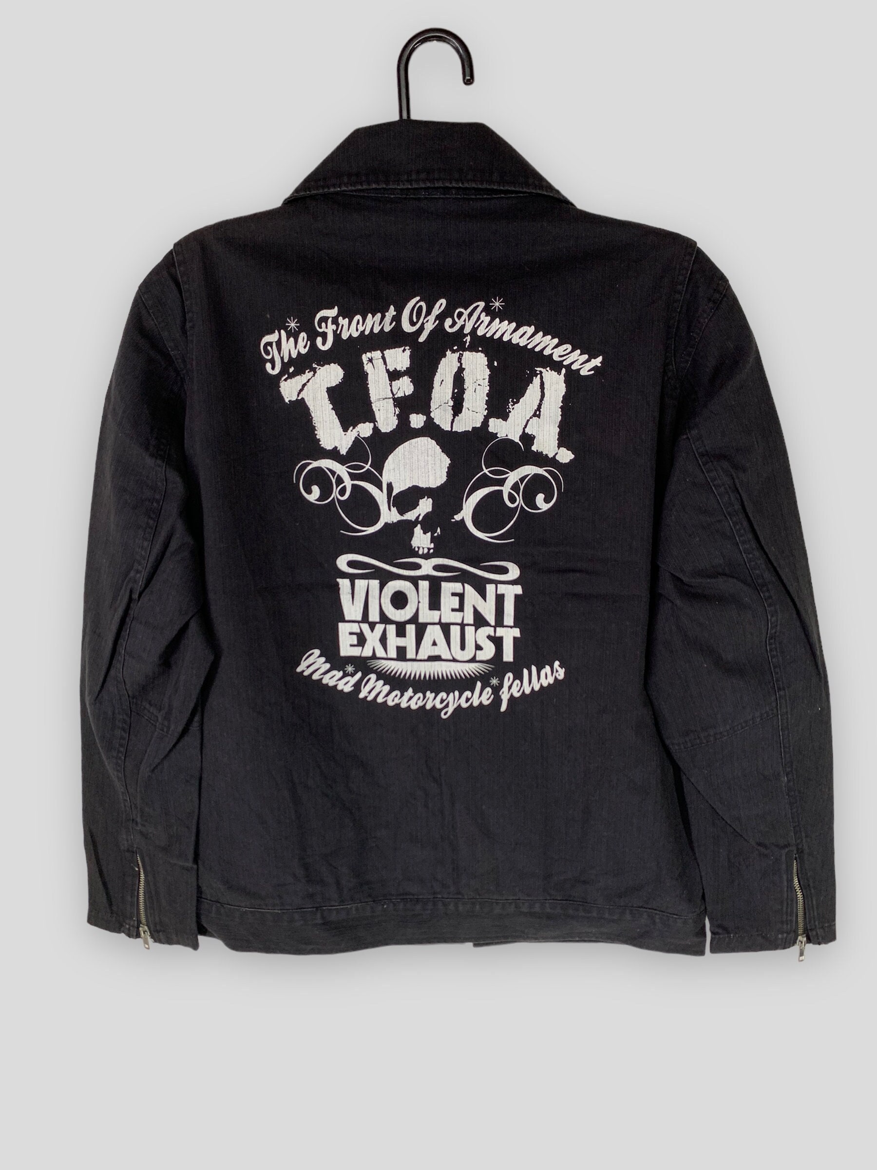 The front of armament TFOA biker jacket japanese brand skull punk 