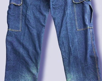 Size 35 Vintage Johnny Blaze Baggy Cargo Denim Pant Designer Size 35 Vintage Johnny Blaze Baggy Cargo Denim Pant Designer