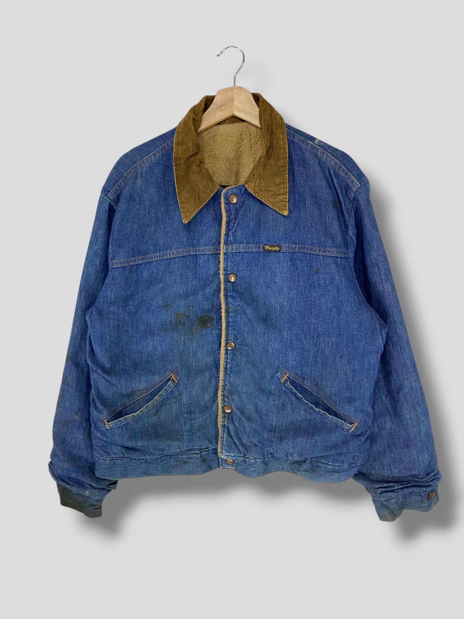 Vintage 80s Wrangler Sherpa Lined Corduroy Collar Denim Jacket