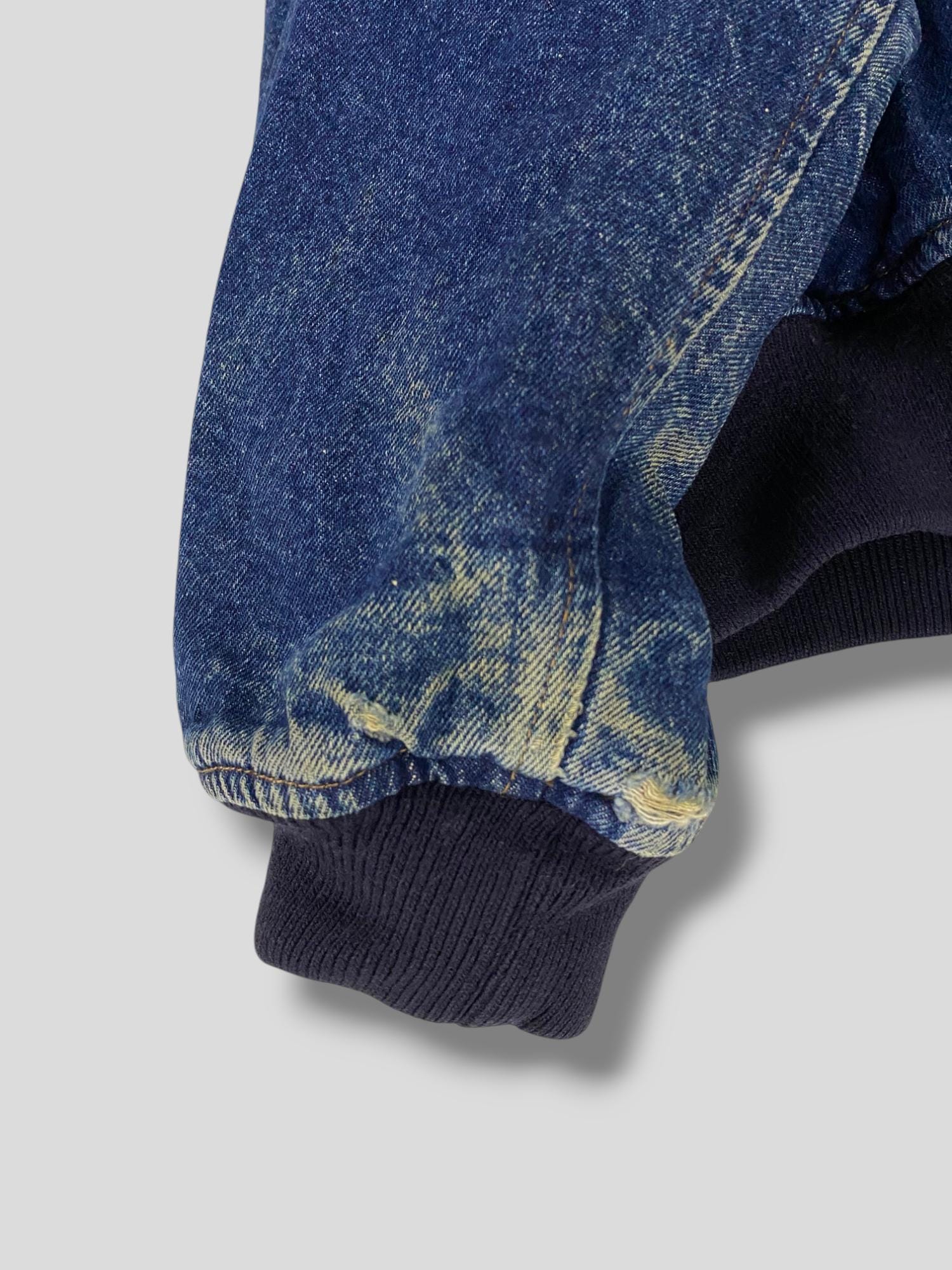 Rare Vintage 80s Atsuki Onishi Pleated Indigo Denim Bomber Jacket