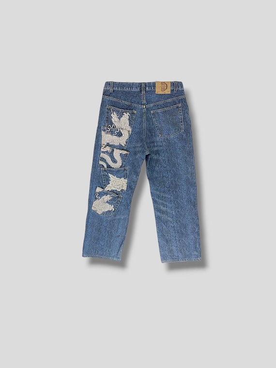 Size 35 Vintage Karakuri Snake Skin Pattern Embroidered Logo