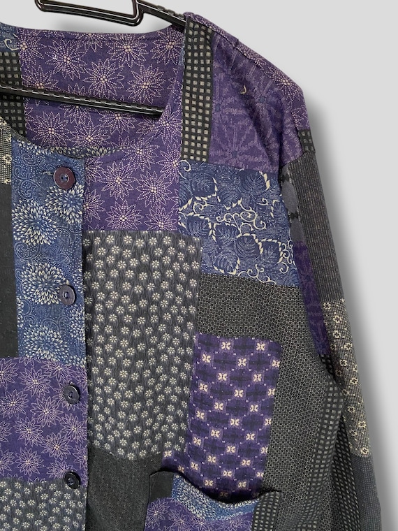 Vintage Unbranded patchwork sashiko pattern colla… - image 5