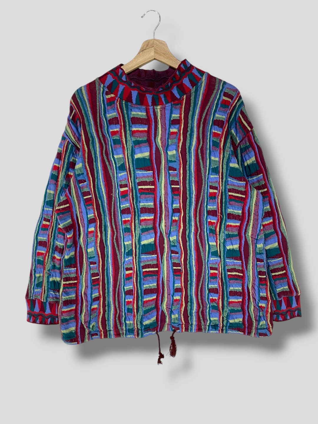 Vintage Missoni Multicolor 3D Knit Sweater Coogi Inspired Boho