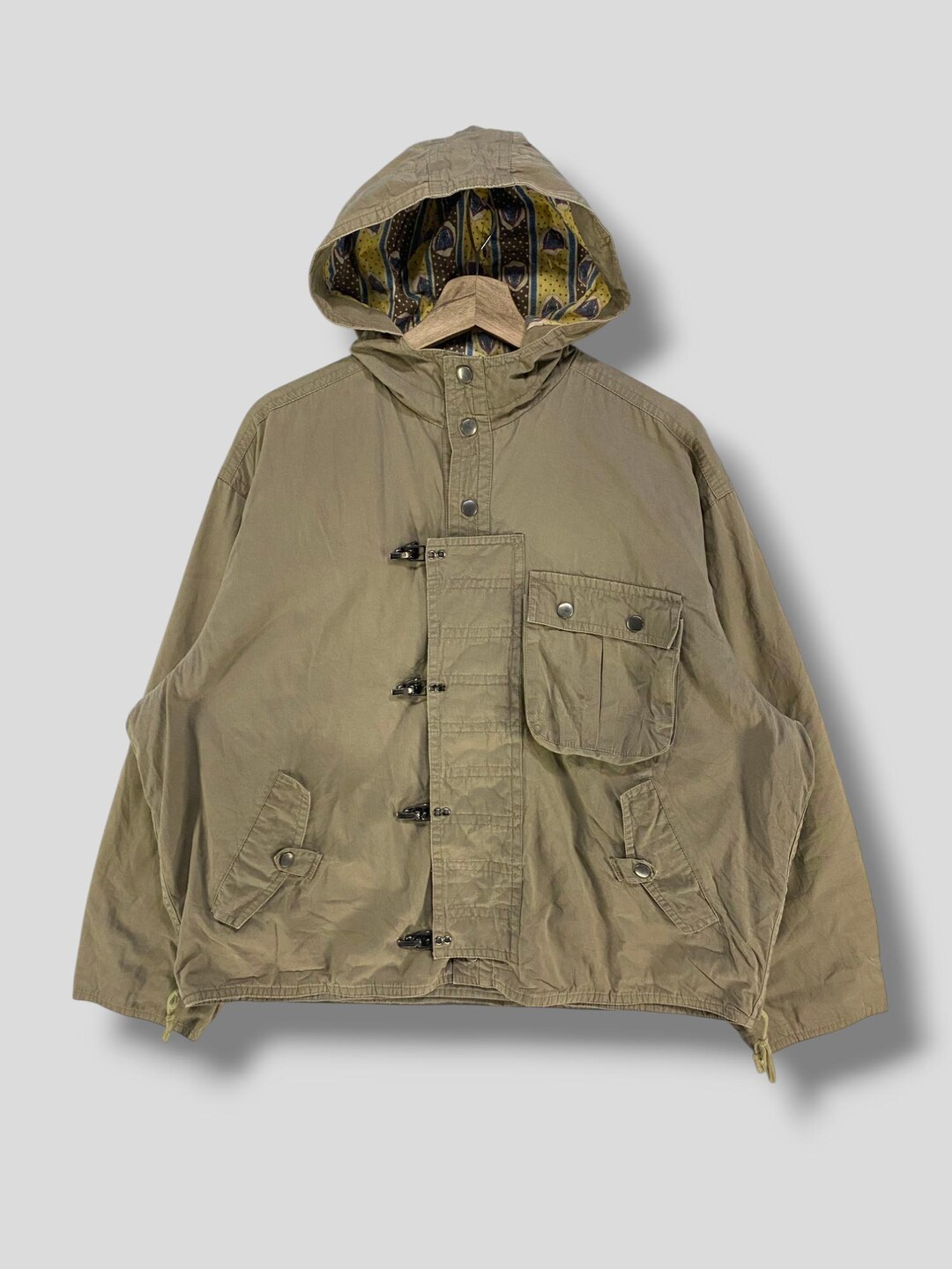 Vintage 90s Persons Swedish Military Inspired Clasp Hoodie Bomber