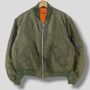 Vintage 90s Alpha industries reversible flight MA-1 bomber jacket military outerwear casual flyers flight jacket green large