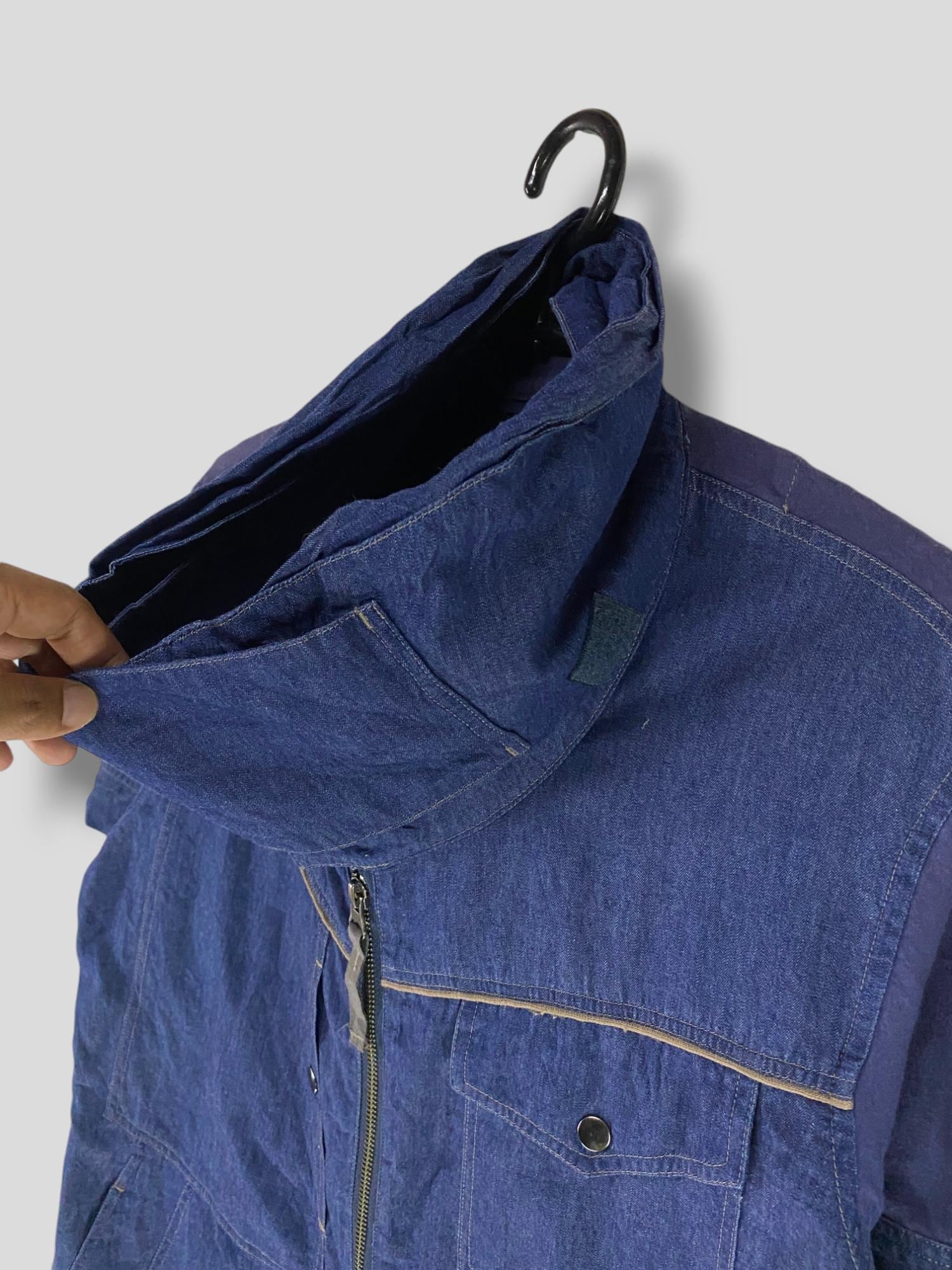 Vintage Y2K PPFM Layered Hi Collar Denim Zipper Shirt Japanese 