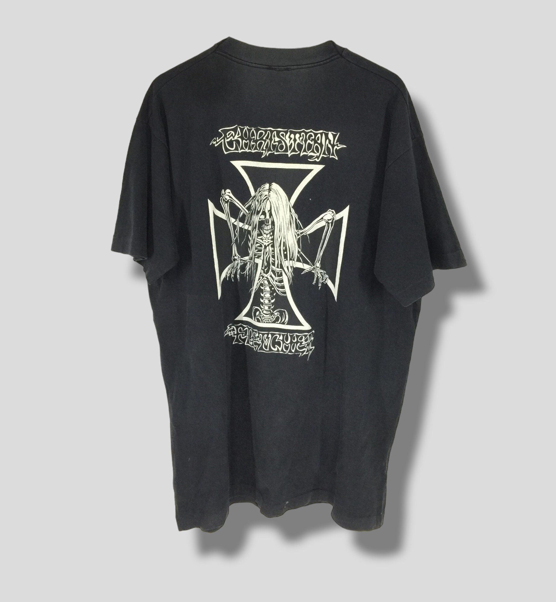 Vintage 90s Christian Fletcher Skeleton Logo Tshirt Surfwear
