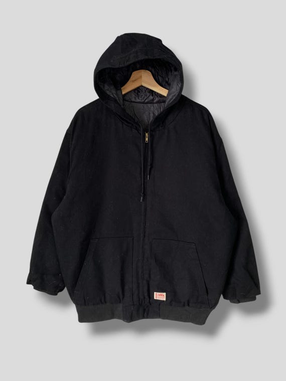 Vintage Y2k Java Quilted Lined Hoodie Work Jacket Streetwear