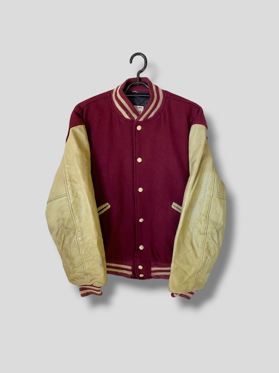 Vintage 60s 70s Butwin leather varsity jacket ath… - image 1