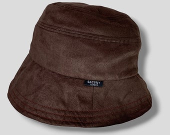 Vintage Yohji yamamoto Y'saccs moleskin hat designer casual preppy brown bucket hat