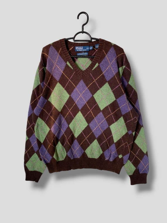 Vintage 90s Polo Ralph Lauren Diamond Check Cashmere Blend