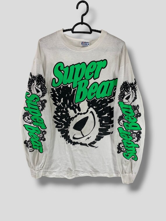 Vintage 80s Super Bear Big Logo Longsleeve Tshirt Athletic