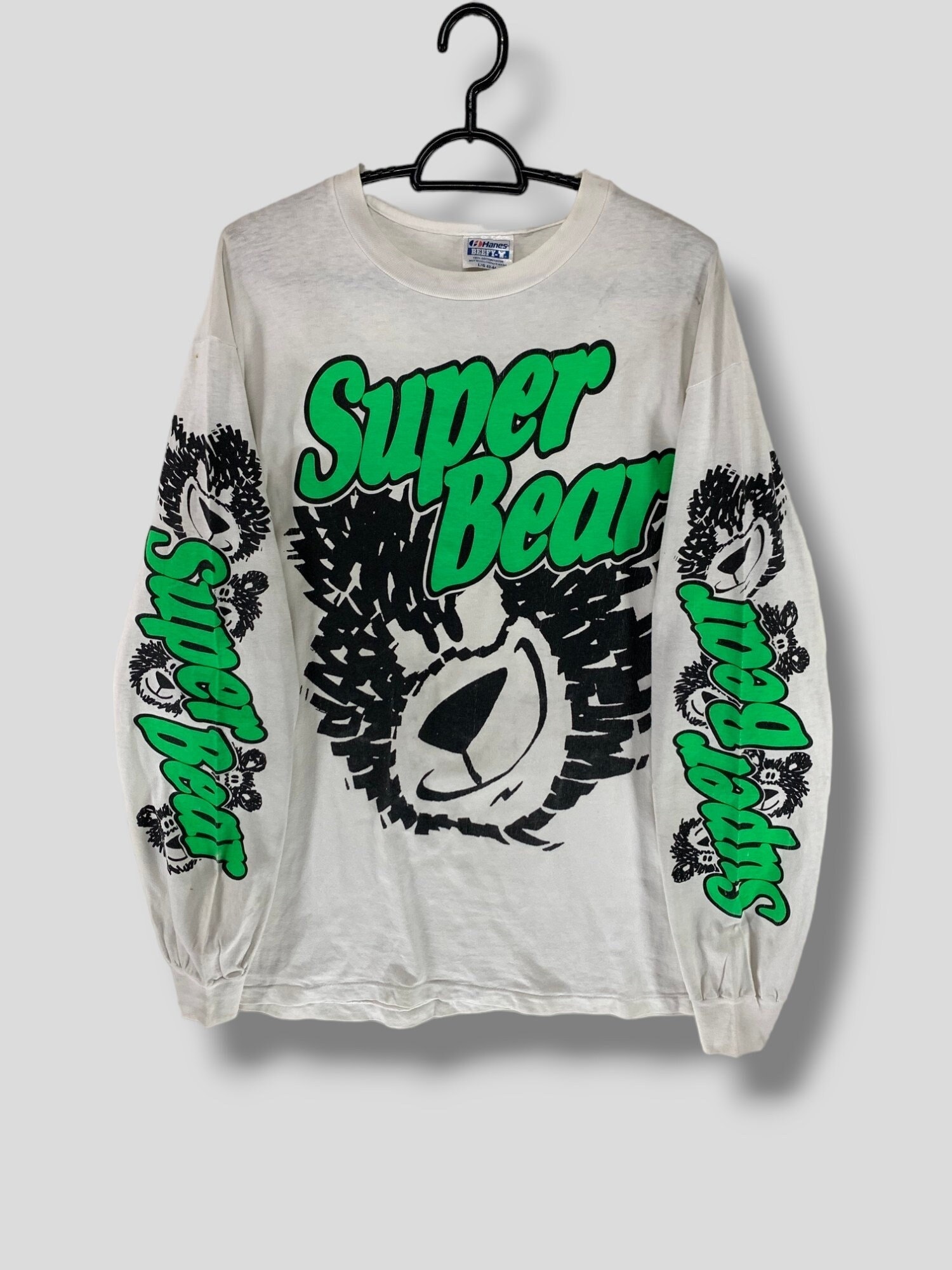 Vintage 80s Super Bear Big Logo Longsleeve Tshirt Athletic