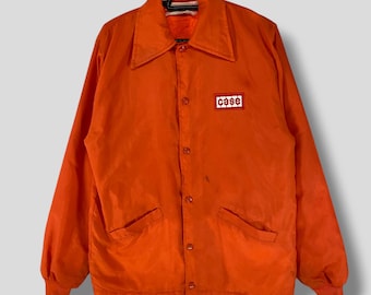 Chaqueta estilo entrenador vintage de los años 80 con forro polar y parche con el logotipo de Case IH, ropa de trabajo informal estadounidense, chaqueta ligera con botones a presión, cortavientos naranja, talla pequeña