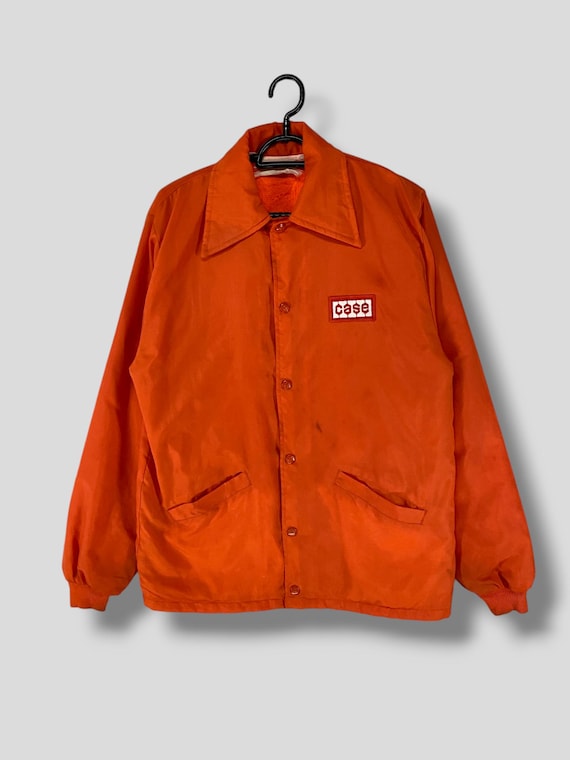 Vintage 80s Case IH Patch Logo Fleece Lined Coach Jacket American