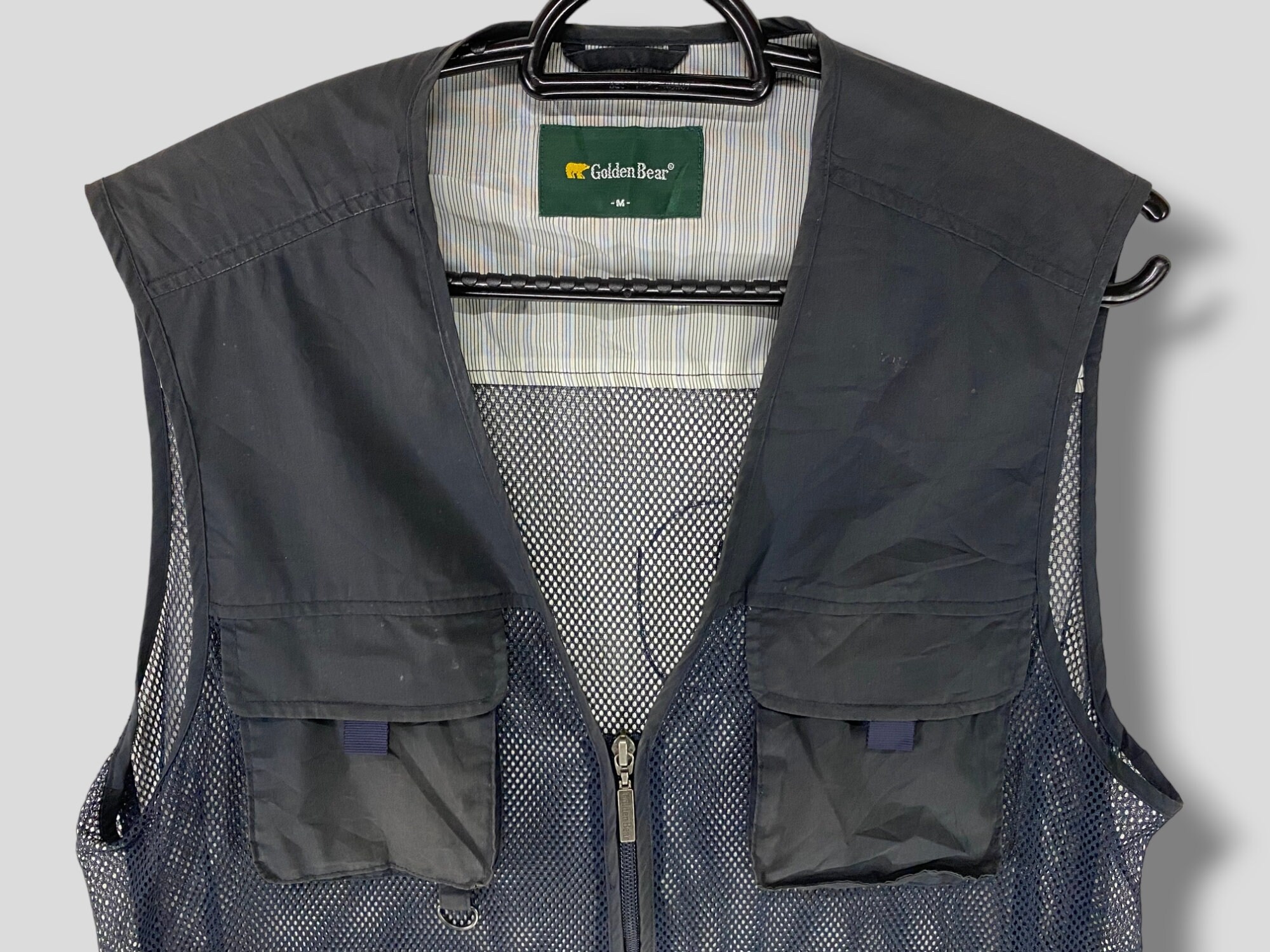 Vintage Golden Bear Multipocket Nylon Mesh Utility Vest Outdoor