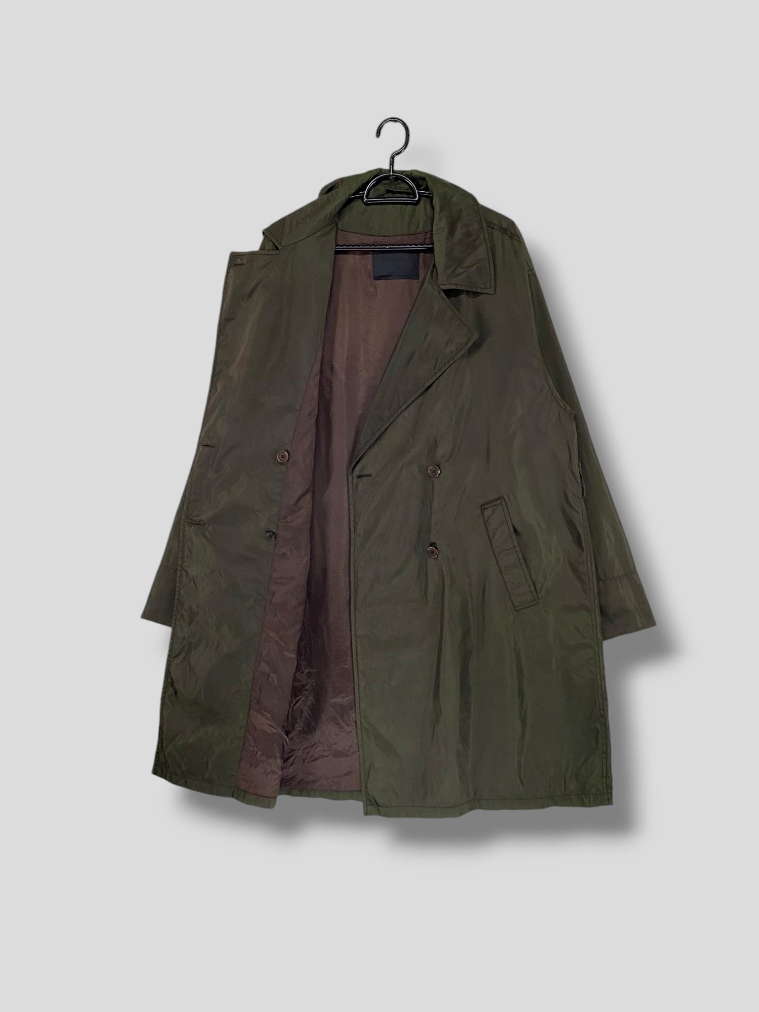 Vintage Prada Double Breasted Nylon Coat Designer Preppy Ivy