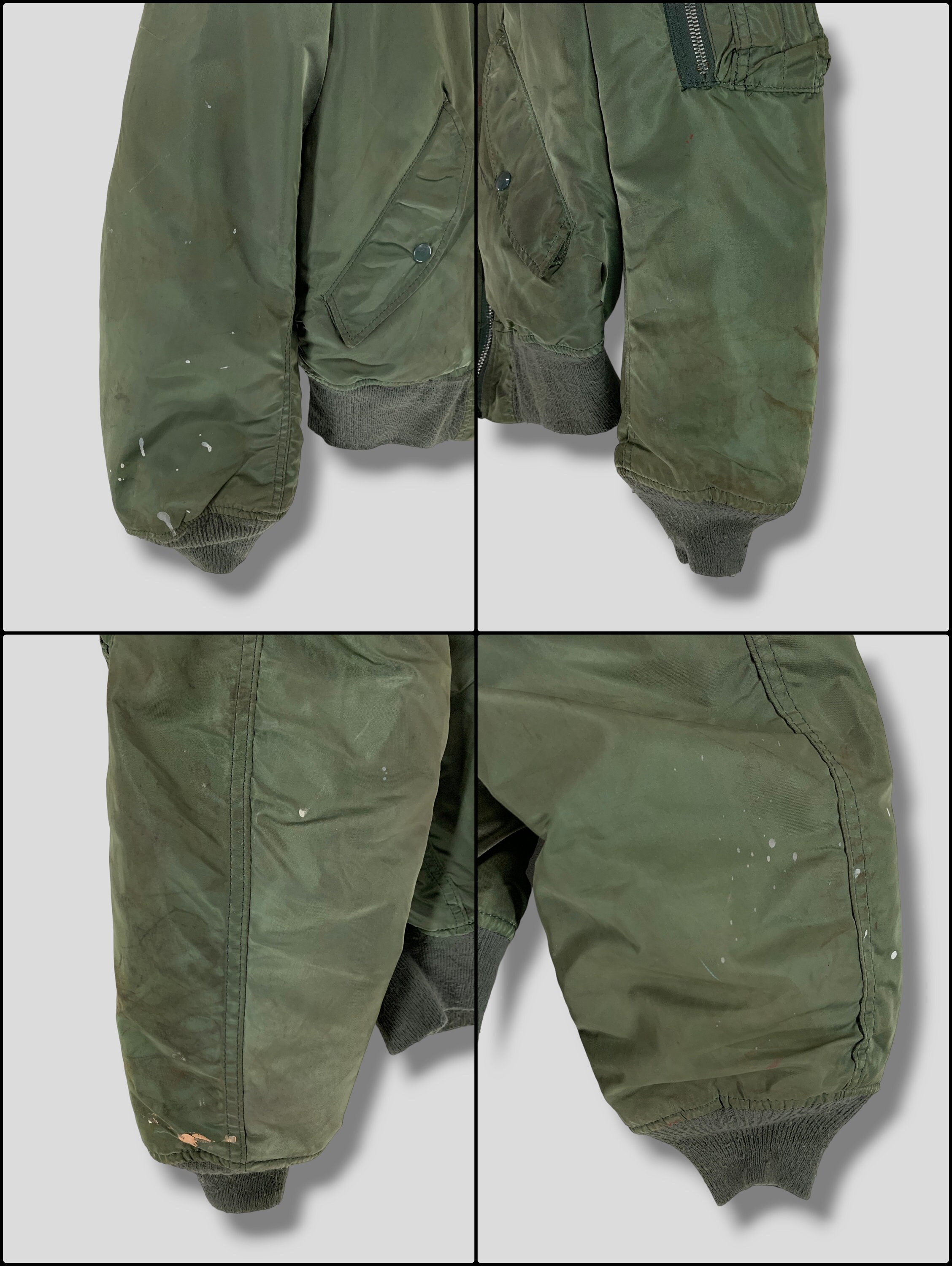 Vintage 90s Alpha Industries Distressed Bomber Jacket Military 