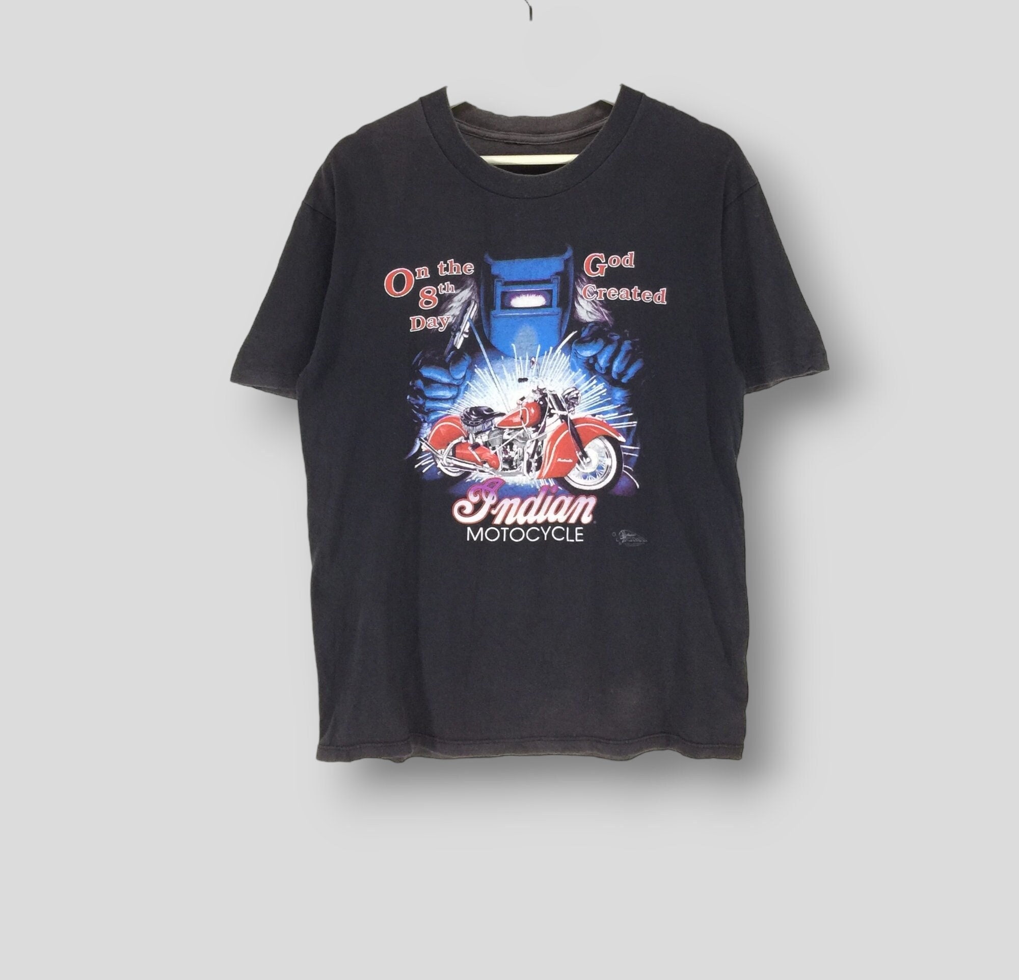 90年代のヴィンテージインディアンモーターサイクルTシャツ、バイカー 