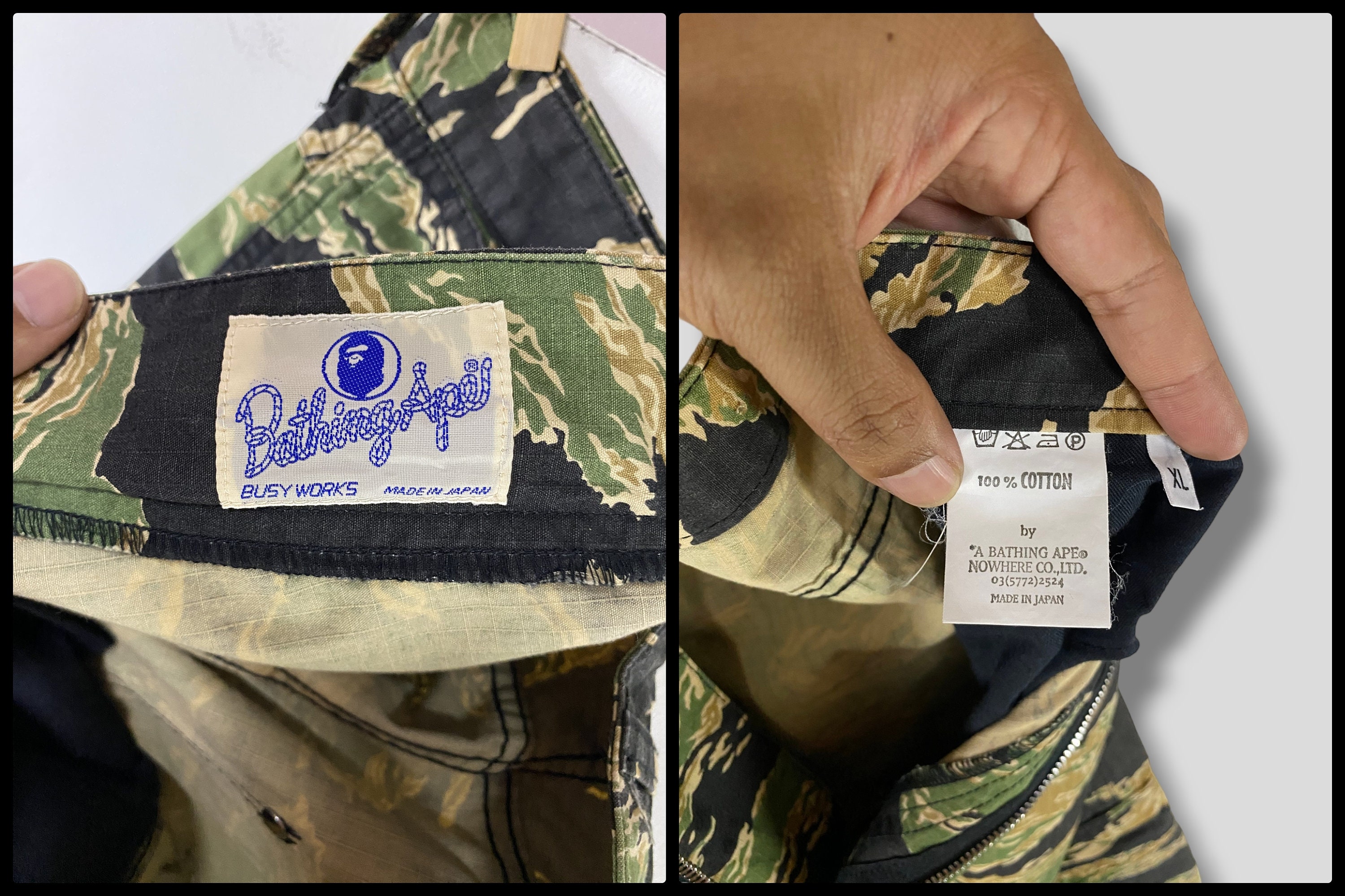 Size 34 Vintage Bape Busy Works Tiger Stripe Cargo Pant