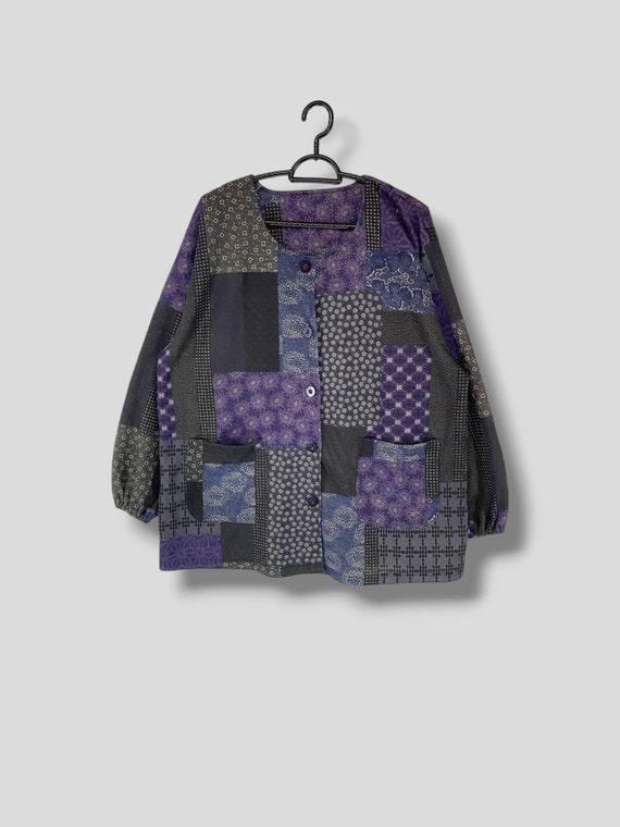 Vintage Unbranded patchwork sashiko pattern colla… - image 1