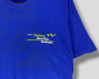 Vintage 90s Team Telefonica Movistar Suzuki Promo Tshirt Kenny