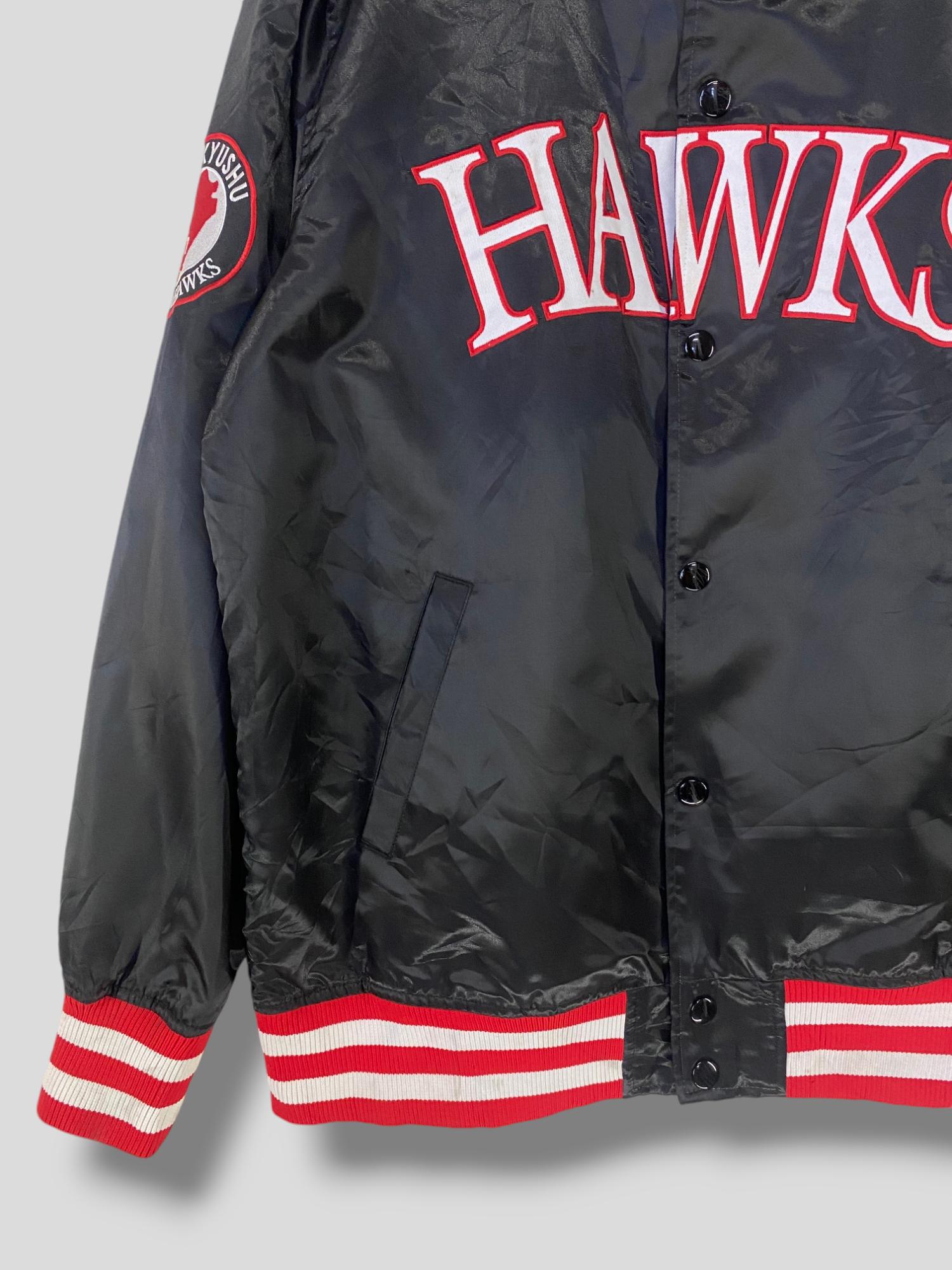 Vintage Fukuoka Softbanks Hawks Embroidered Logo Satin Snap
