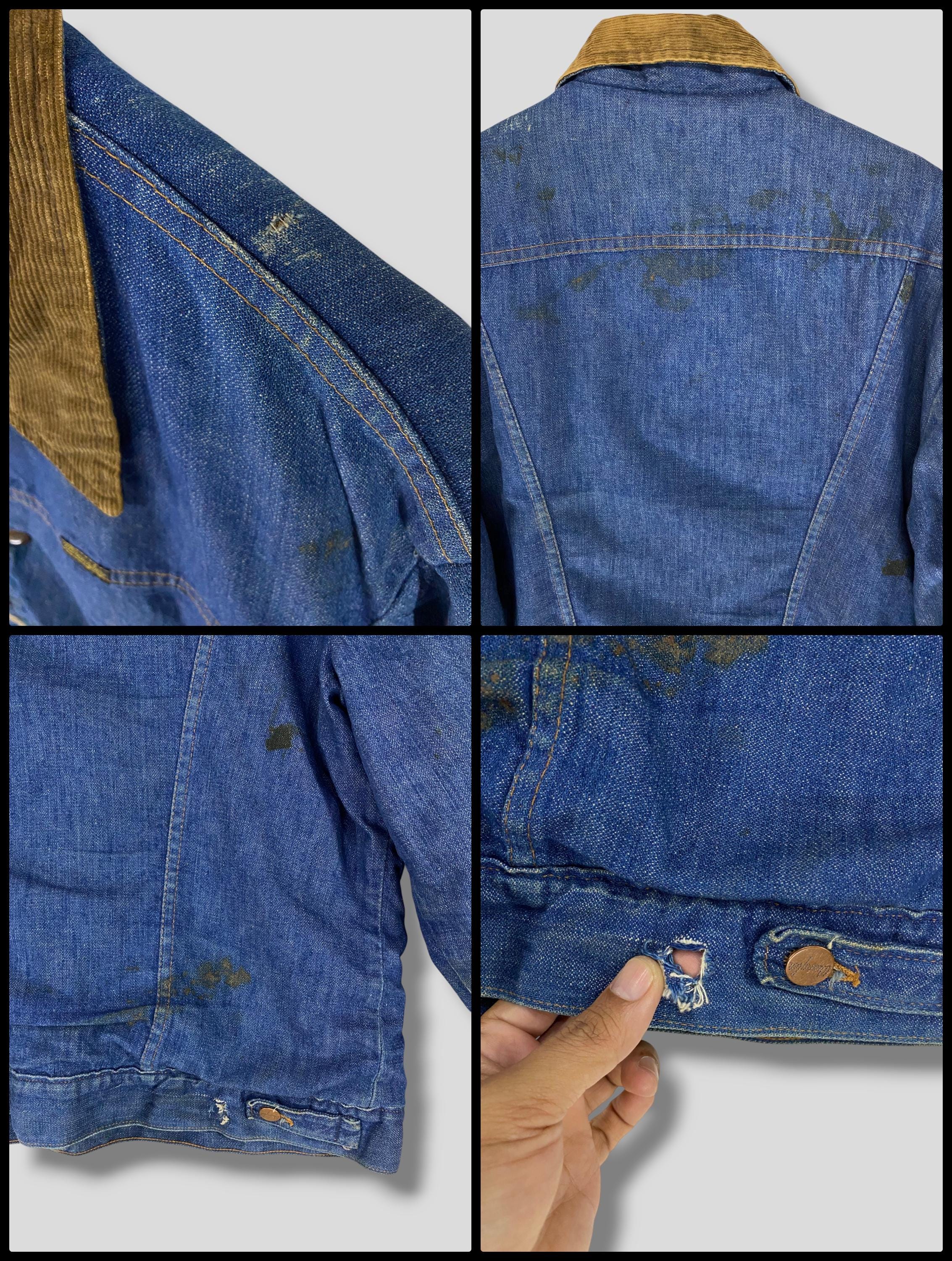 Vintage 80s Wrangler Sherpa Lined Corduroy Collar Denim Jacket