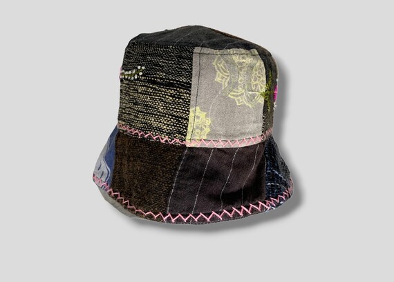 Vintage Sashiko boro pattern patchwork flower emb… - image 4