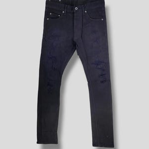 Vintage Y2k Isamu Katayama backlash leather trim distressed pant designer deconstruct jeans grunge punk casual outfit fashion preppy W31
